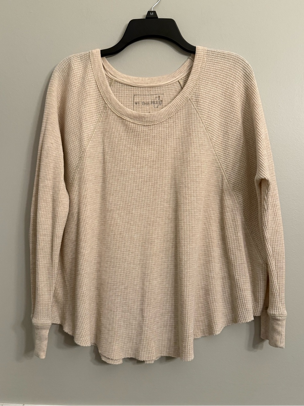 We the Free by Free People waffle-knit thermal swing top, beige, EUC